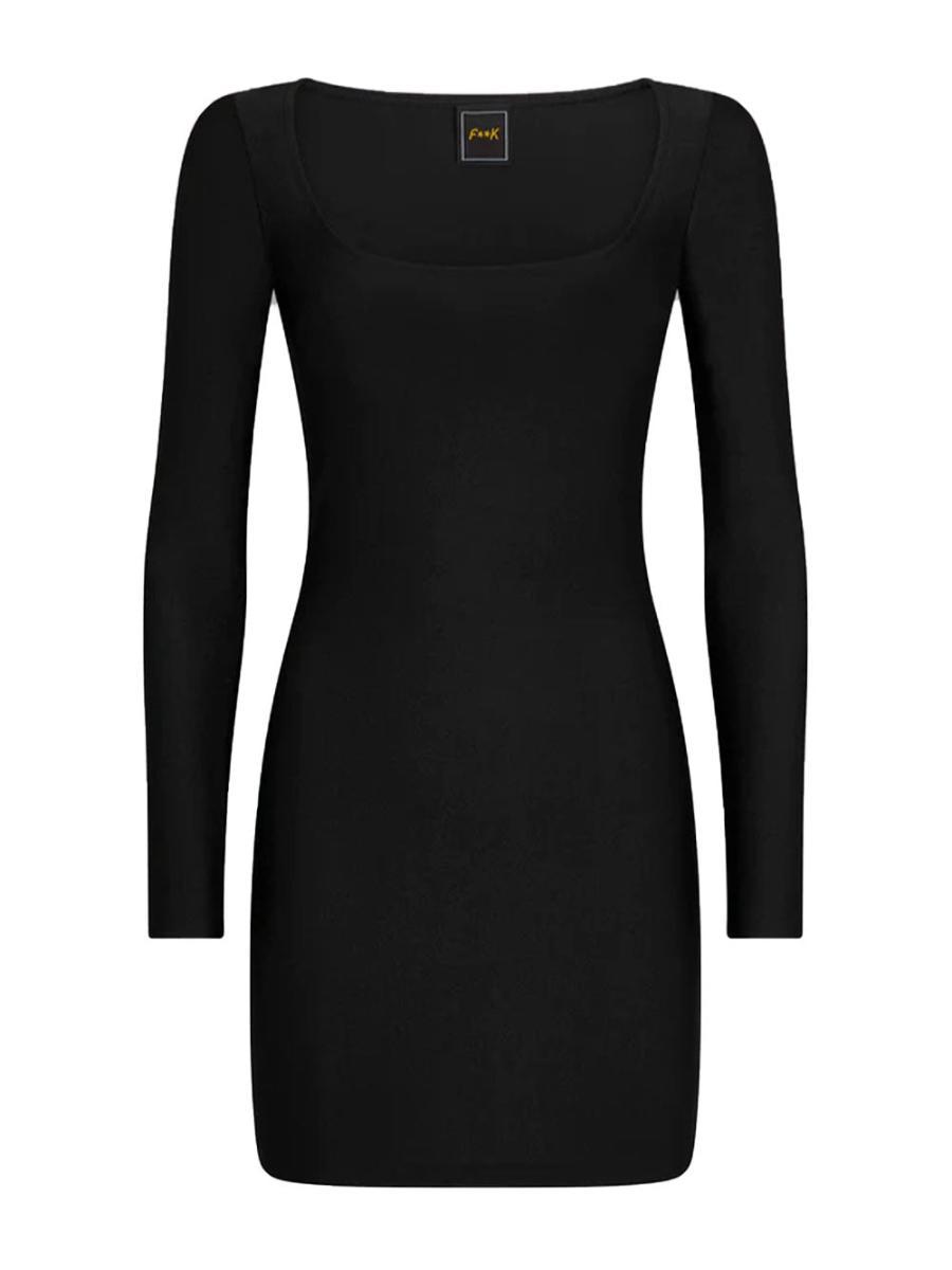 Abito corto effetto lucido nero da donna