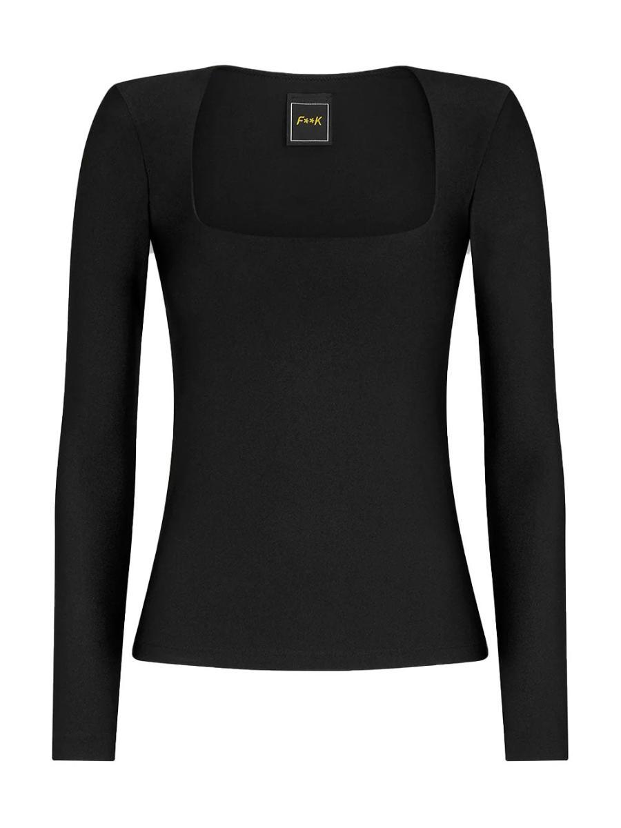 Maglia Donna lunga scollo quadrato nero