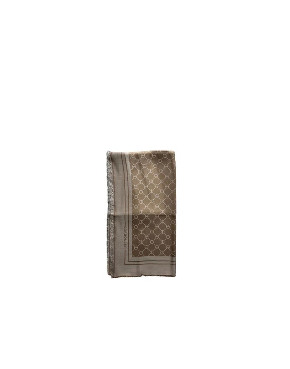 Borbonese Maxi Foulard Tortora Jacquard Viti