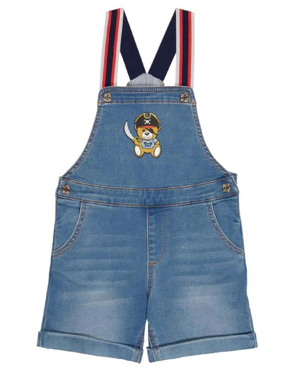 Moschino Salopette In Jeans Con Patch Teddy Bear