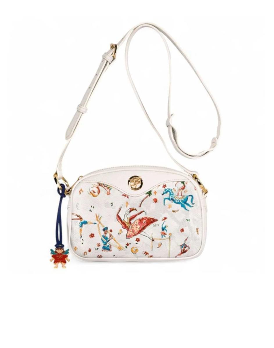 Piero Guidi Borsa A Tracolla Bianca Con Stampa Magic Circus