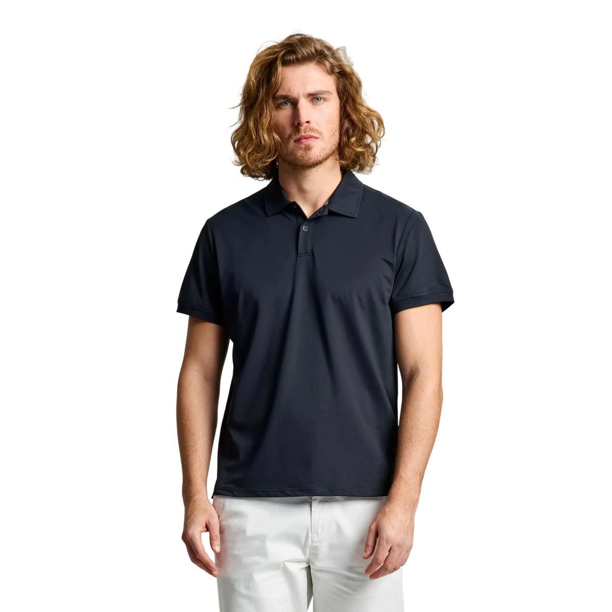 Polo Uomo Tech Pique Nera due bottoni