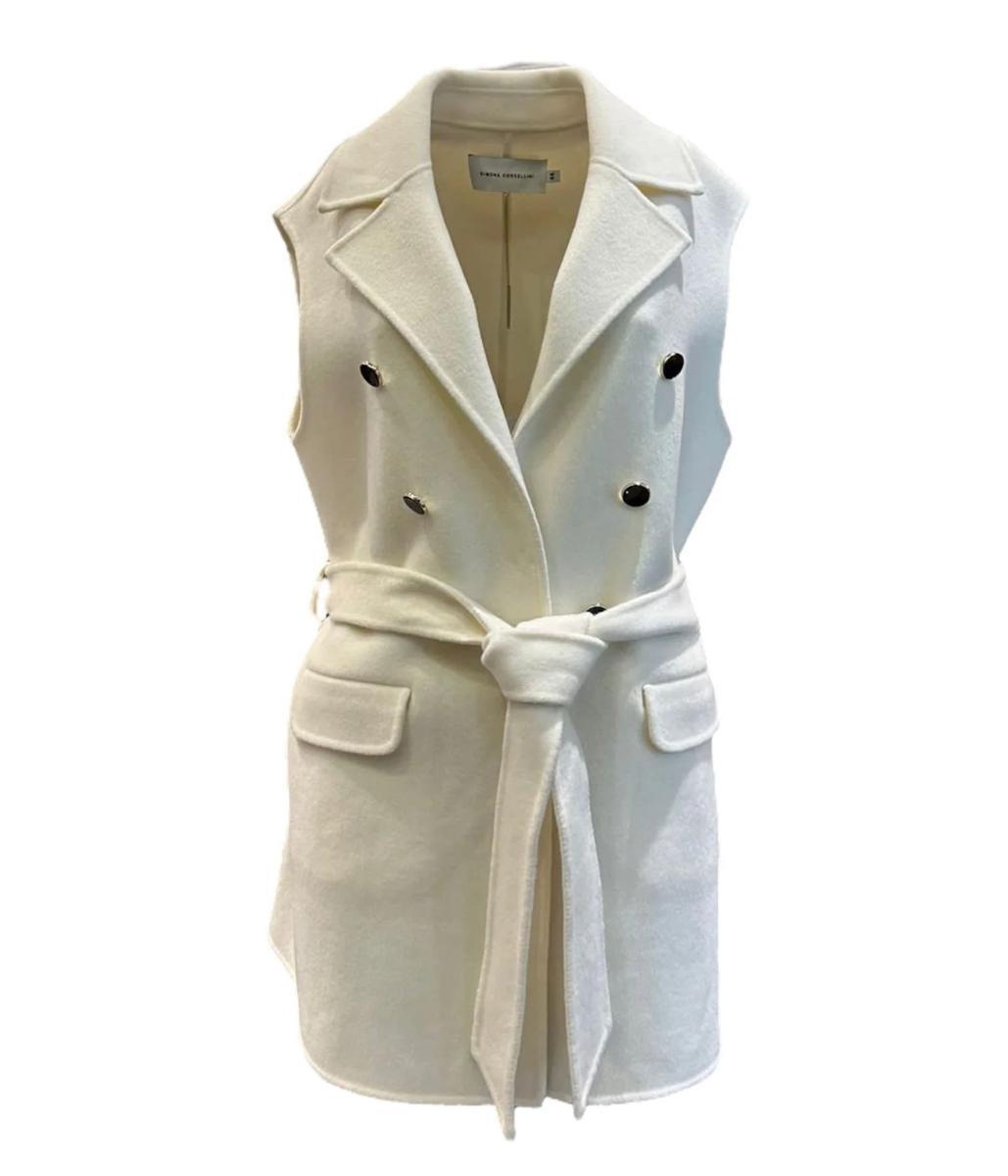 Simona Corsellini Gilet Bianco Con Cintura In Vita