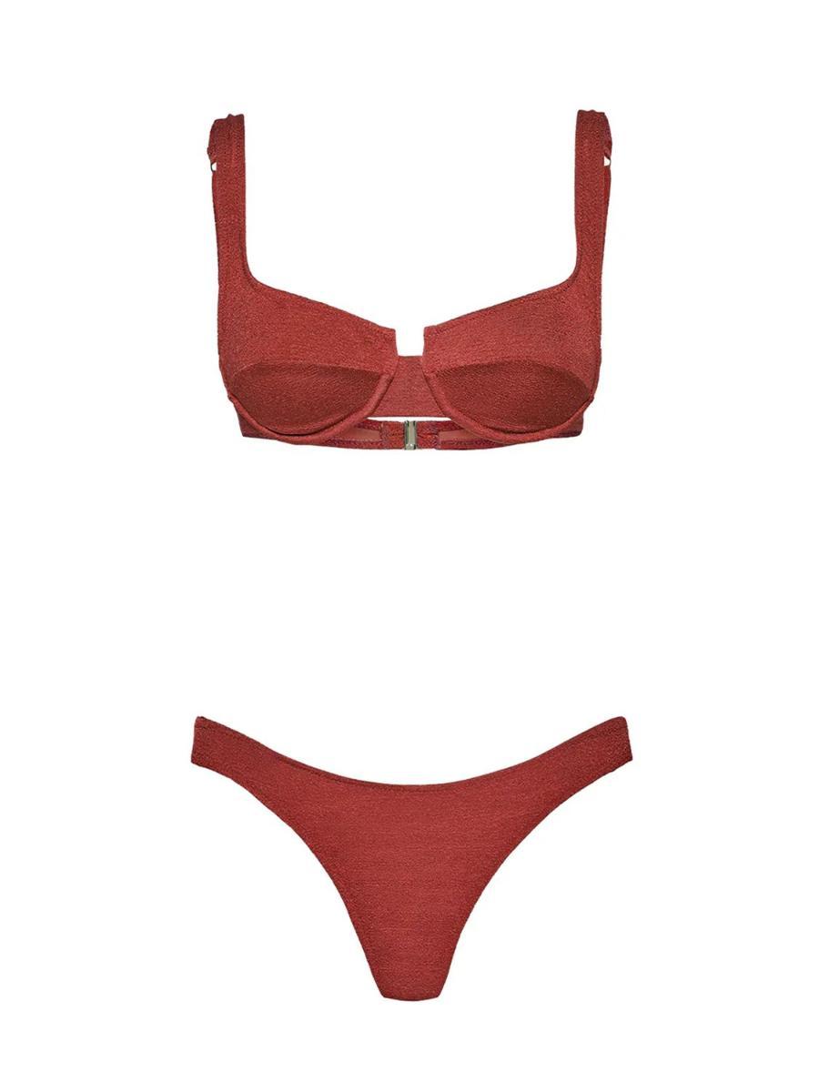 F**K Bikini Donna Reggiseno con Ferretto e Slip Brasiliano Fisso Ruggine SW1803-RU