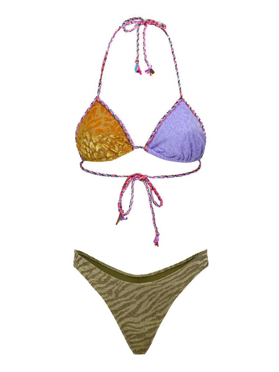 F**K Bikini Donna Triangolo con Slip Americano Fisso Multicolor SW0150-MC