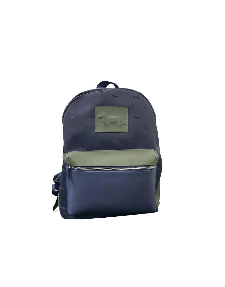 Harmont&blaine Zaino In Pelle Blu Da Uomo