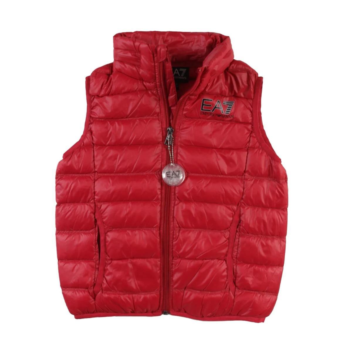 Ea7 Emporio Armani Gilet Rosso Da Bimbo Con Logo Nero
