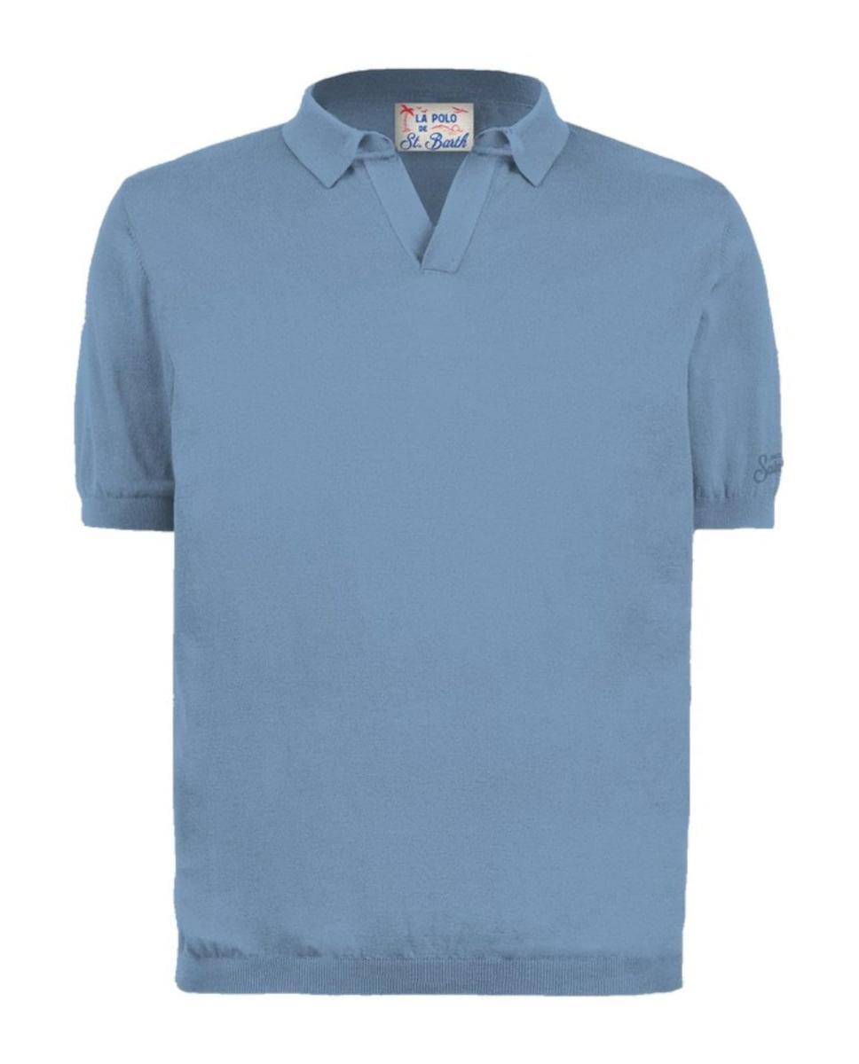 MC2 SAINT BARTH Polo Sloan in Maglia Senza Bottoni Light Blue