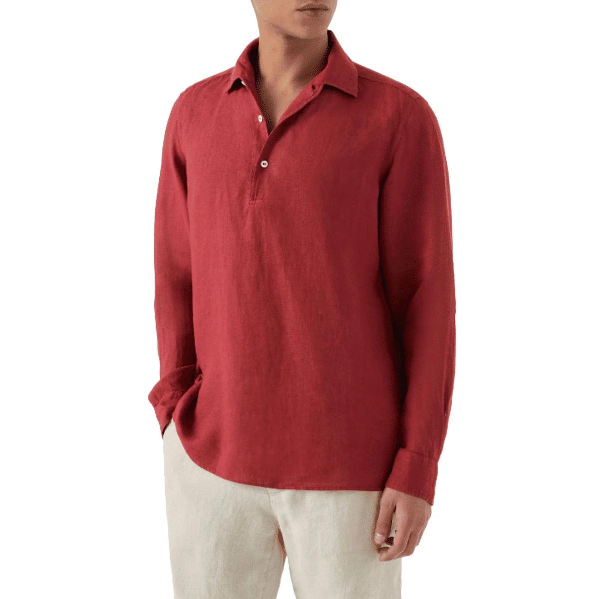 Polo a maniche lunghe in lino rosso by MC2 Saint Barth
