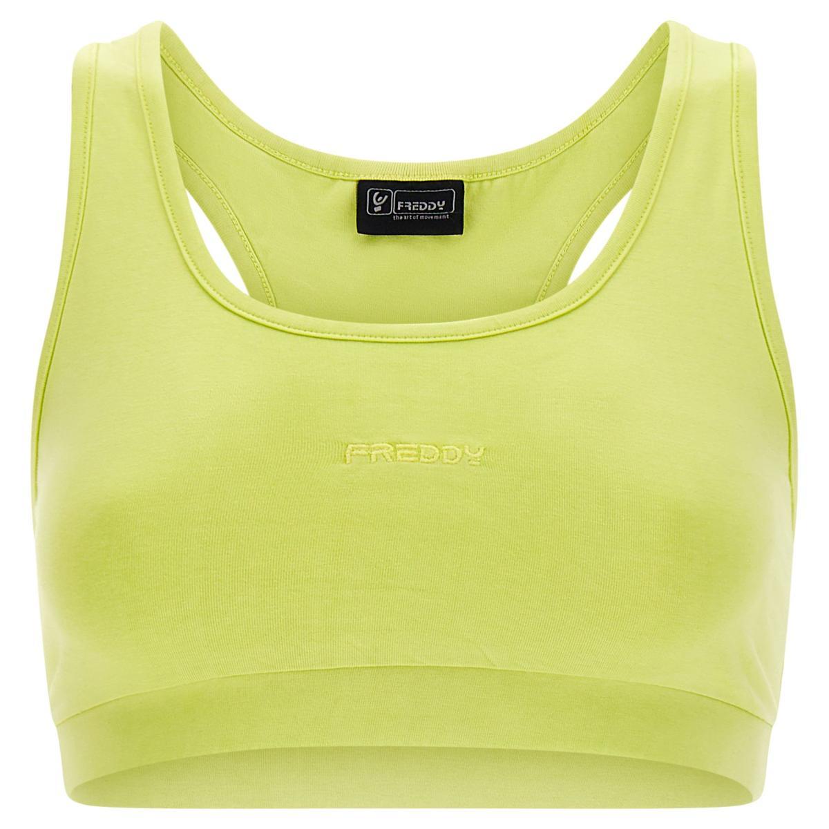 FREDDY - Top Elasticizzato con Logo Ricamato E Retro A Vogatore per Un Ampio Movimento e Comfort