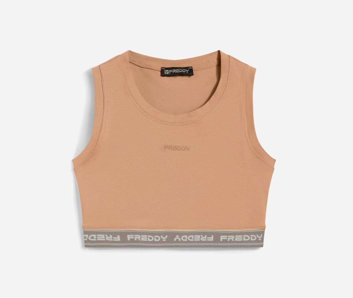 FREDDY - Top Sportivo In Heavy Jersey Stretch Con Elastico Logato,