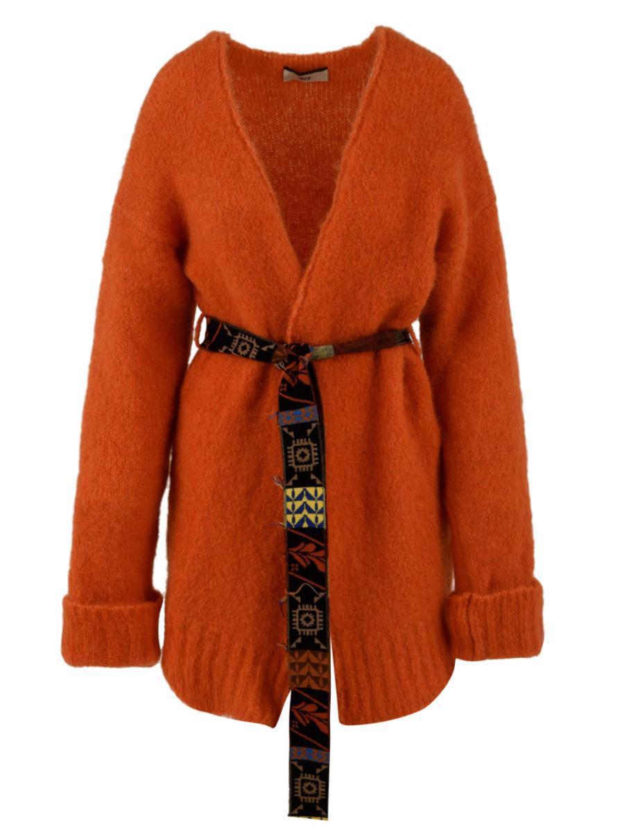 Cardigan a maniche lunghe arancione da donna