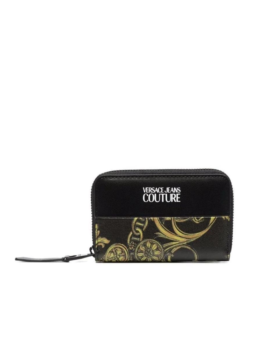Versace Jeans Couture Portafoglio Nero Con Stampa Barocco