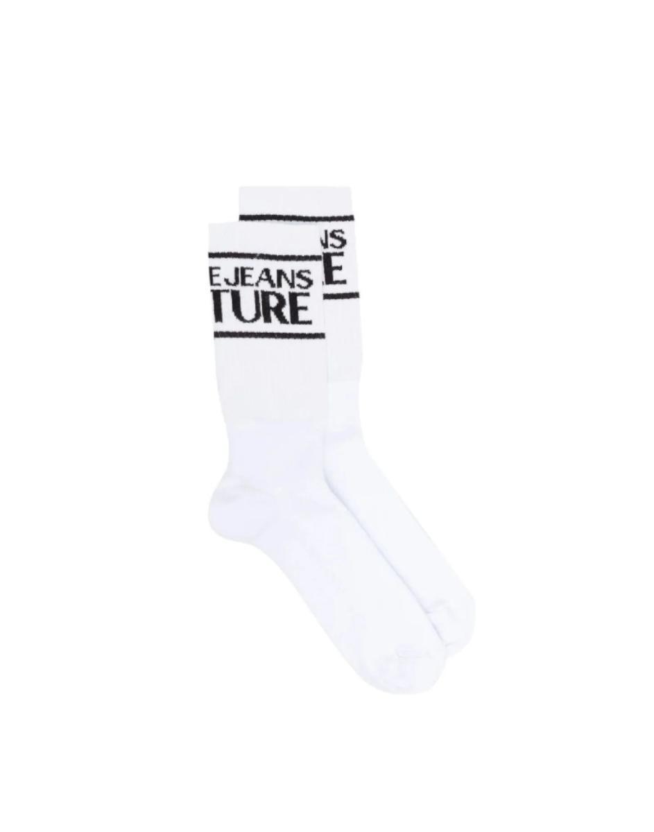 Versace Jeans Couture Calzini Bianchi In Cotone Con Logo Versace Jeans Couture Di Colore Nero