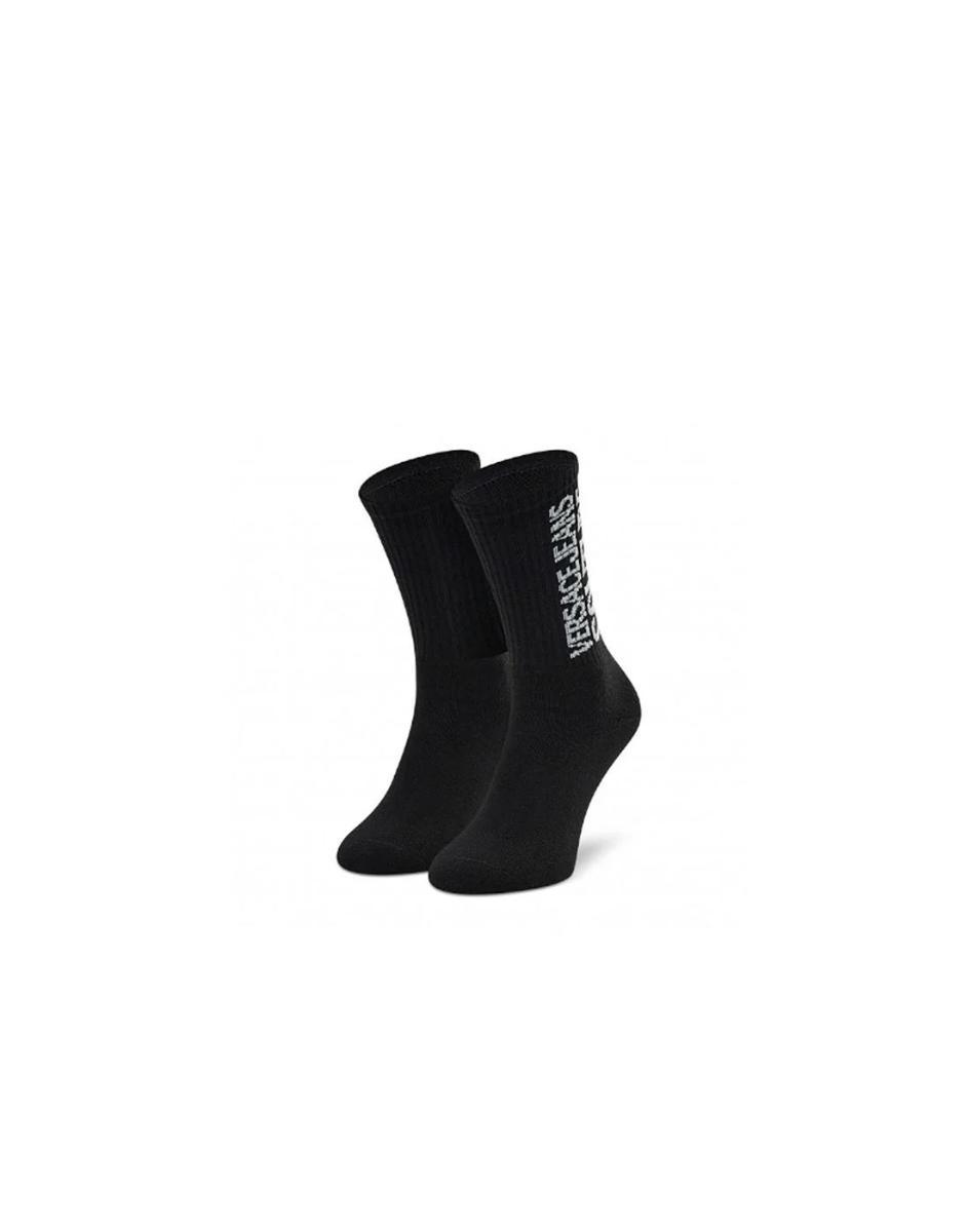 Versace Jeans Couture Calze Nere Unisex Con Logo A Contrasto Bianco