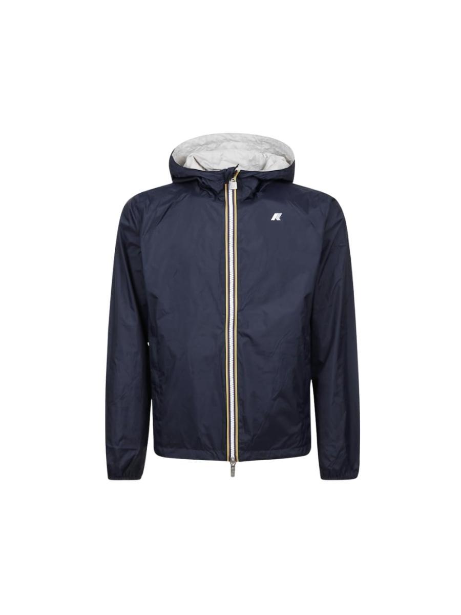 K-Way Giacca Unisex, Modello Jake Plus.2, in Nylon Ripstop Impermeabile, Cappuccio Regolabile con Coulisse, Chiusura con Zip, Tasche sul Davanti, vestibilità Slim, Reversibile Colore Blu e beig
