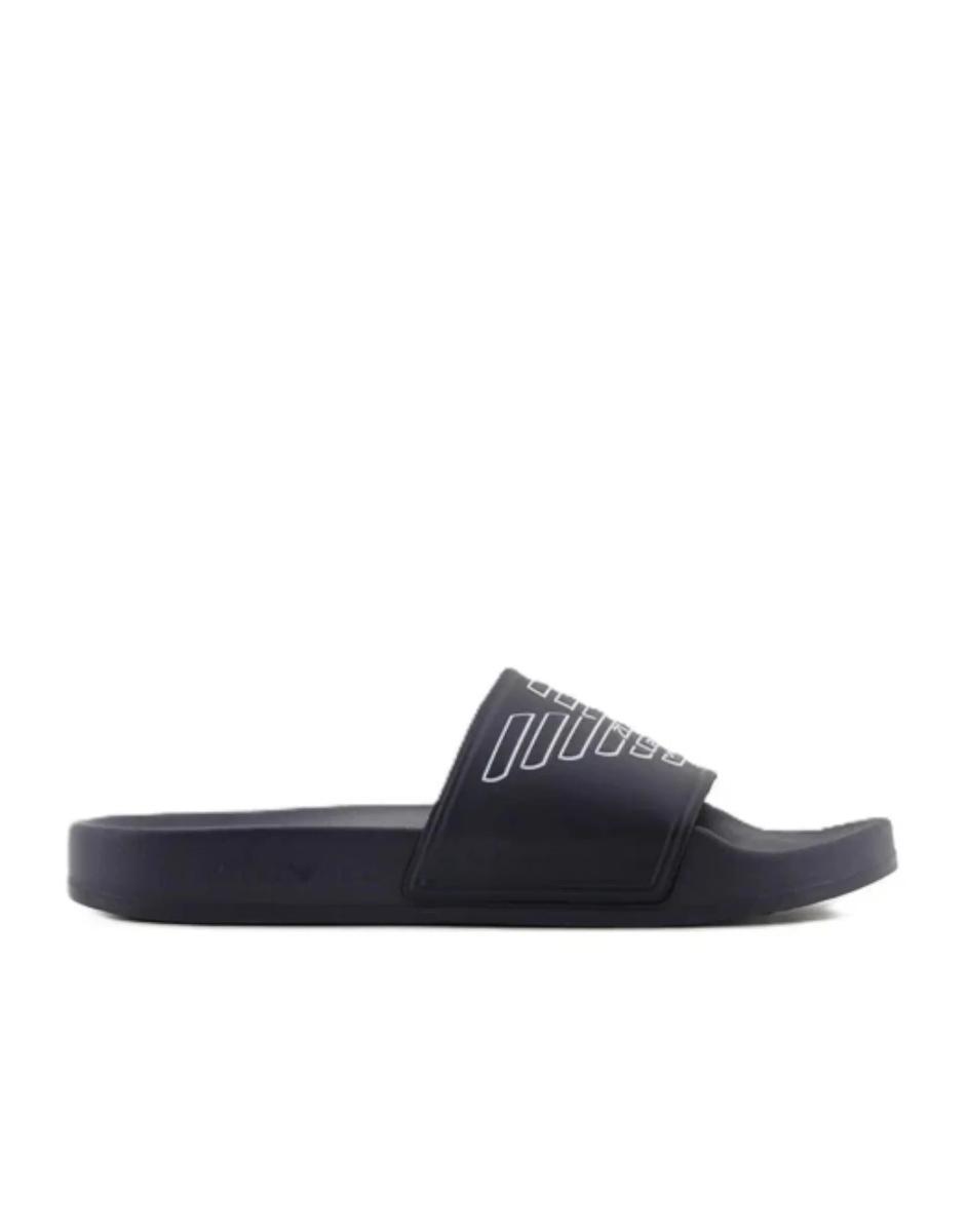 Emporio Armani Uomo Sliders Con Aquila In Rilievo, White/Black
