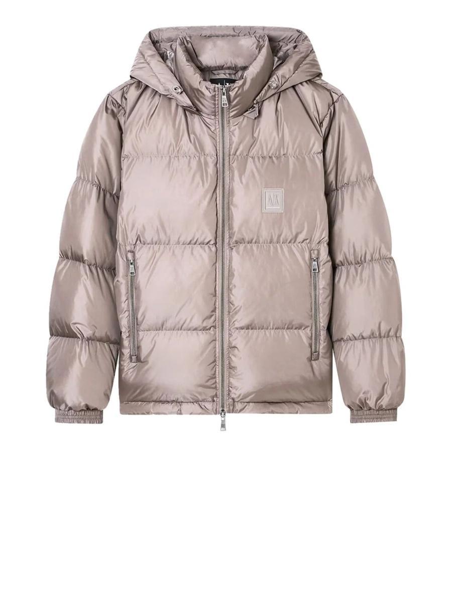 Armani Exchange Icon Project, Logo Embossed Patch, Shiny Nylon Gilet in piuma Uomo (Pacco da 1)