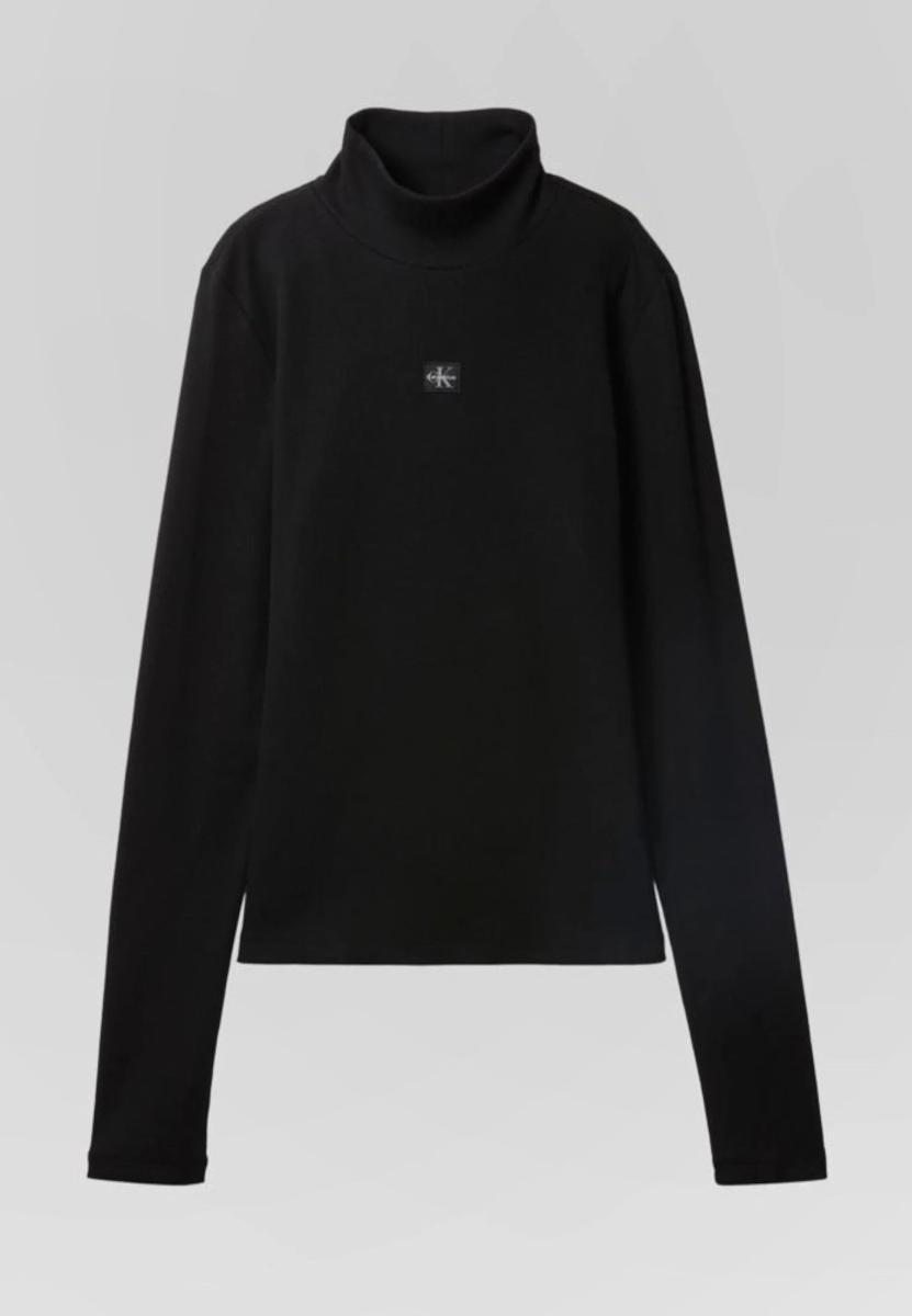 Calvin Klein LS Woven Label Turtleneck Lv047d203g Altri Top Donna (Pacco da 1)