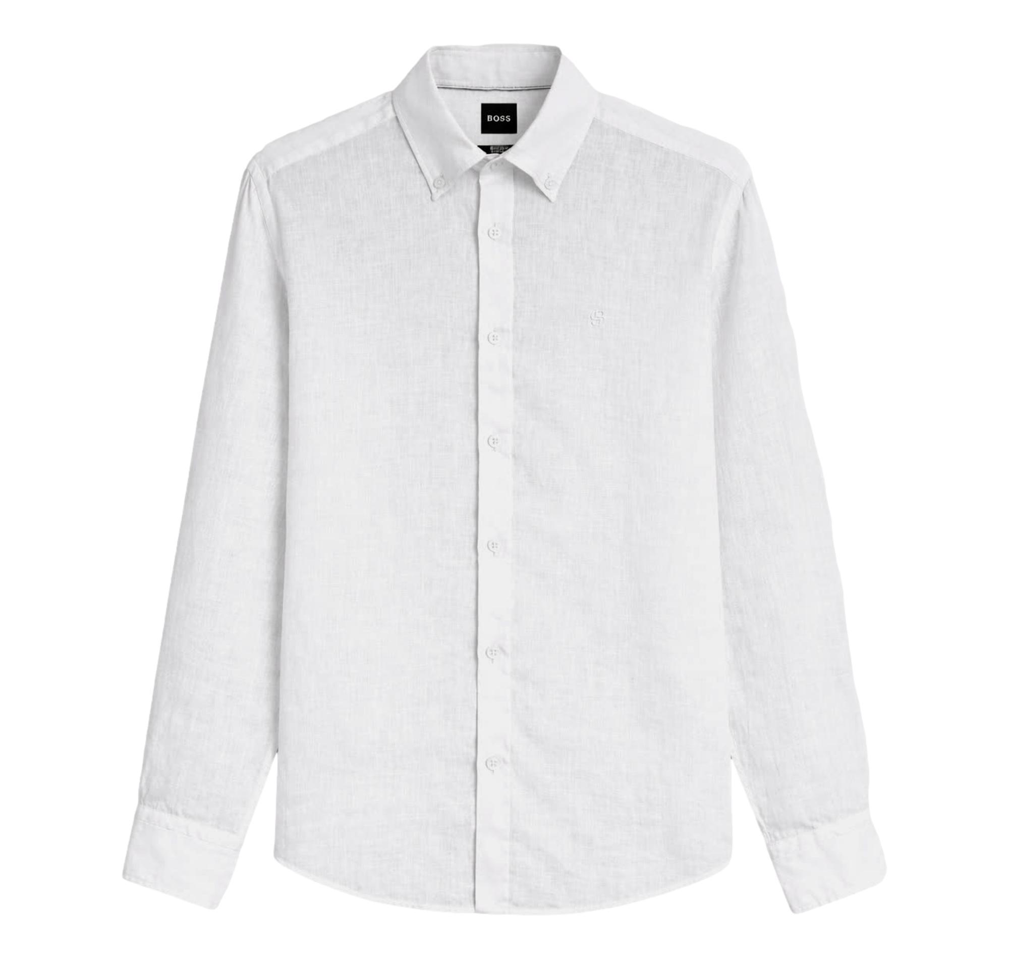 BOSS Camicia Uomo Button Down Regular Fit In Lino H LIAM BD E C1 261 50556077 Colore Bianco