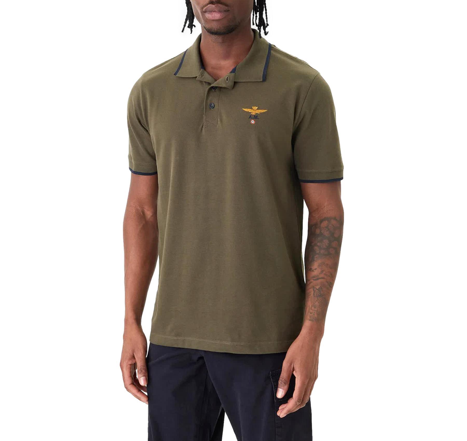 AERONAUTICA MILITARE Polo Uomo In Pique Di Cotone 261PO1308UP00082 Colore Verde Oliva